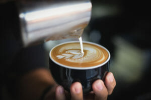 Latte art of fresh coffee served from local Utah coffee shop