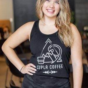 Front view Cupla Coffee logo tank top - Coffee shop logo tank top